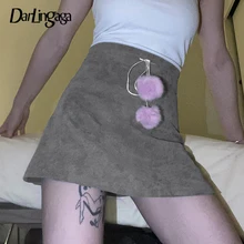 

Darlingaga Harajuku Corduroy Lace Up High Waist Skirt Female Casual Y2K Cute Summer Mini Skirts A-Line Preppy Short Hairball New