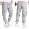 Mens Sweatpants Straight Fit Joggers for Sports and Streetwear Loose Oversized Drawstring Long Pants Men Multi-pocket Pants 1