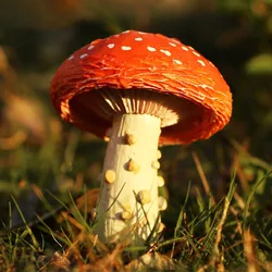 Enhanced Red Mushroom Resin Statue Ornament for Outdoor Garden and Bonsai Decoration (A)