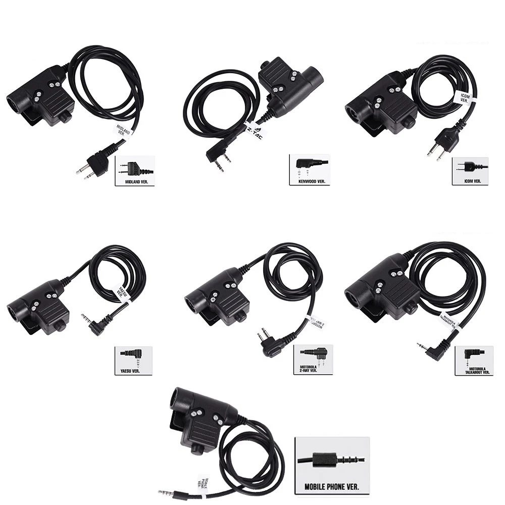 

Tactical Headset PTT Hunting Military Airsoft Headset Adapter U94 PTT for Icom Kenwood Midland Motorola Talkabout Mobile Phone