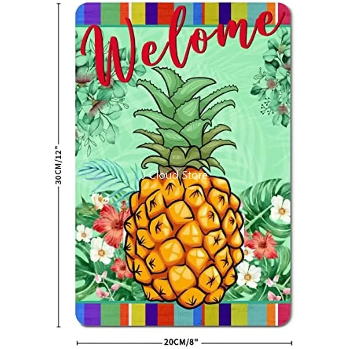 

Hello Summer Welcome Metal Signs Cute Pineapple Fruit Sunshine Painting Tin Signs Vintage 8×12 Inch Personalized Metal Sign Room