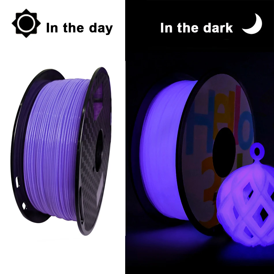 3d printer filaments 1.75mm 3D PLA luminous 250g 500g rainbow noctilucent red blue vacuum packaging