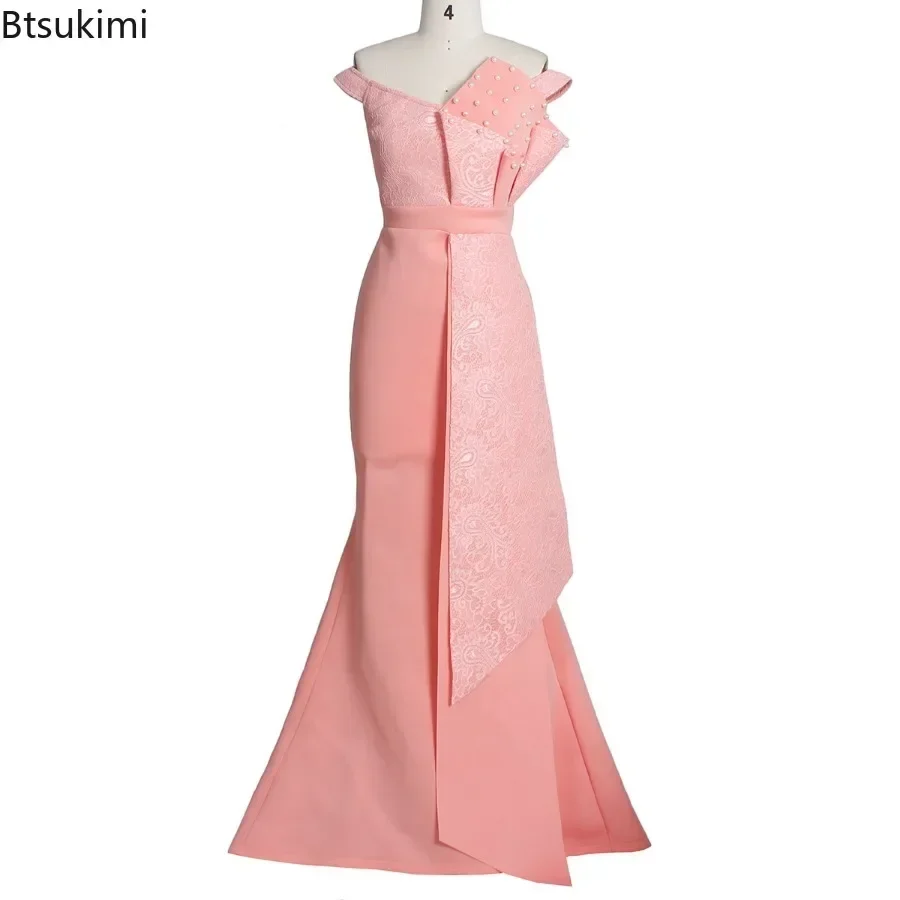 2024 Luxury Dresses Women Designers Beaded Off Shoulder Mermaid Skinny Prom Floor Length Evening Dinner Wedding Party Maxi Dress 5