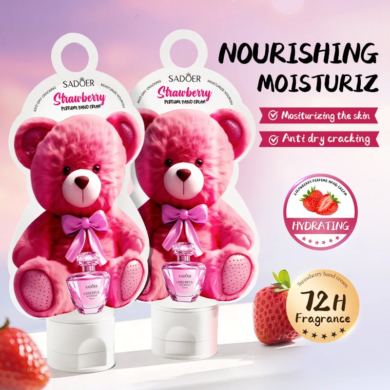 SADOER Strawberry Perfume Hand Cream Moisturizing Nourishing Anti Wrinkles Hydrating Cute Cartoon Hands Skin Care Prodcuts