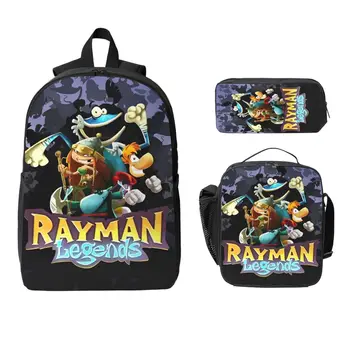 3Pcs Raymans Legend Backpack Set for Boy Girl Pen Bags Bookbag Sets with Lunch Box For School Students Knapsack 1