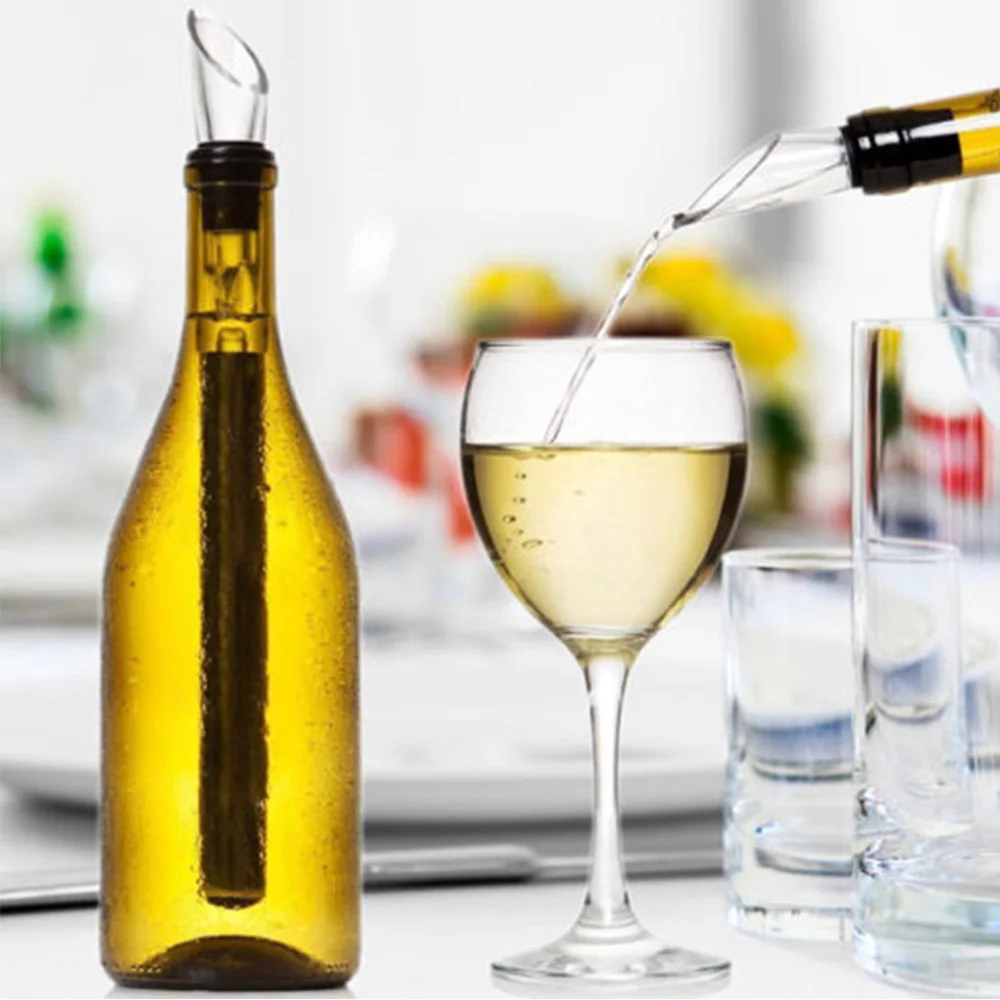 Stainless Steel Wine & Beverage Chill Rod with Aerator Pourer and Stopper