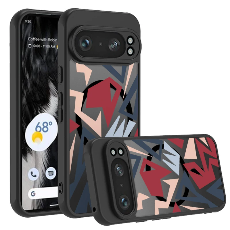 Magnetic Matte Geometry Pattern Phone Case with Magsafe Wireless Charging Compatibility