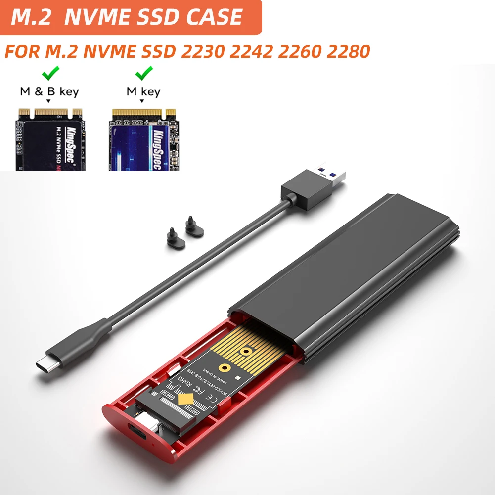 Adaptateur M.2 vers Type-C SSD, NVcloser 20Gbps, disque dur mobile, carte  USB 3.2 Gen2 pour SSD 2280/2242/2260 - AliExpress