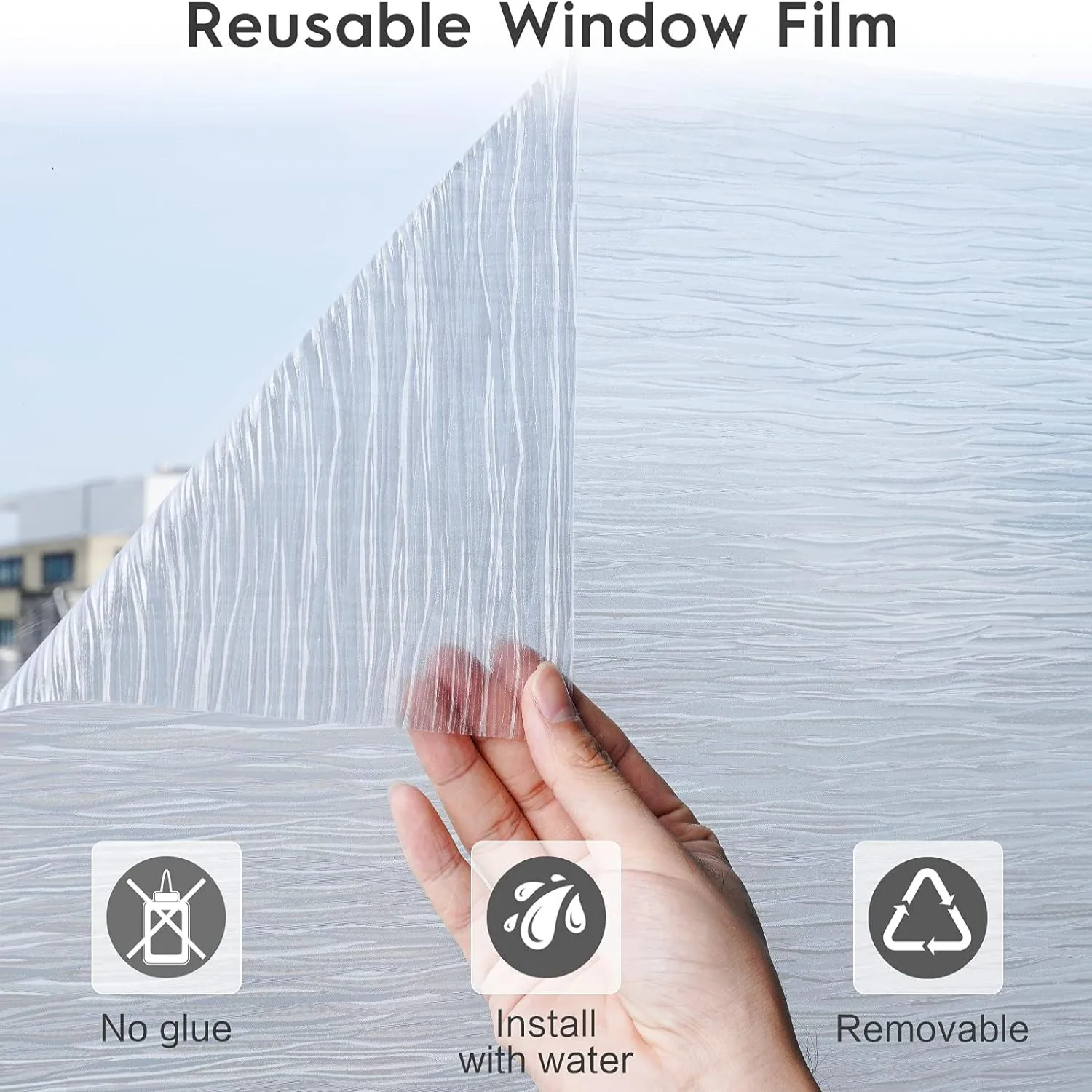Window Privacy Film UV Blocking Static Cling Non-Adhesive Removable Glass Door Cover for Bathroom Office Home Decor window film window privacy film window sticker