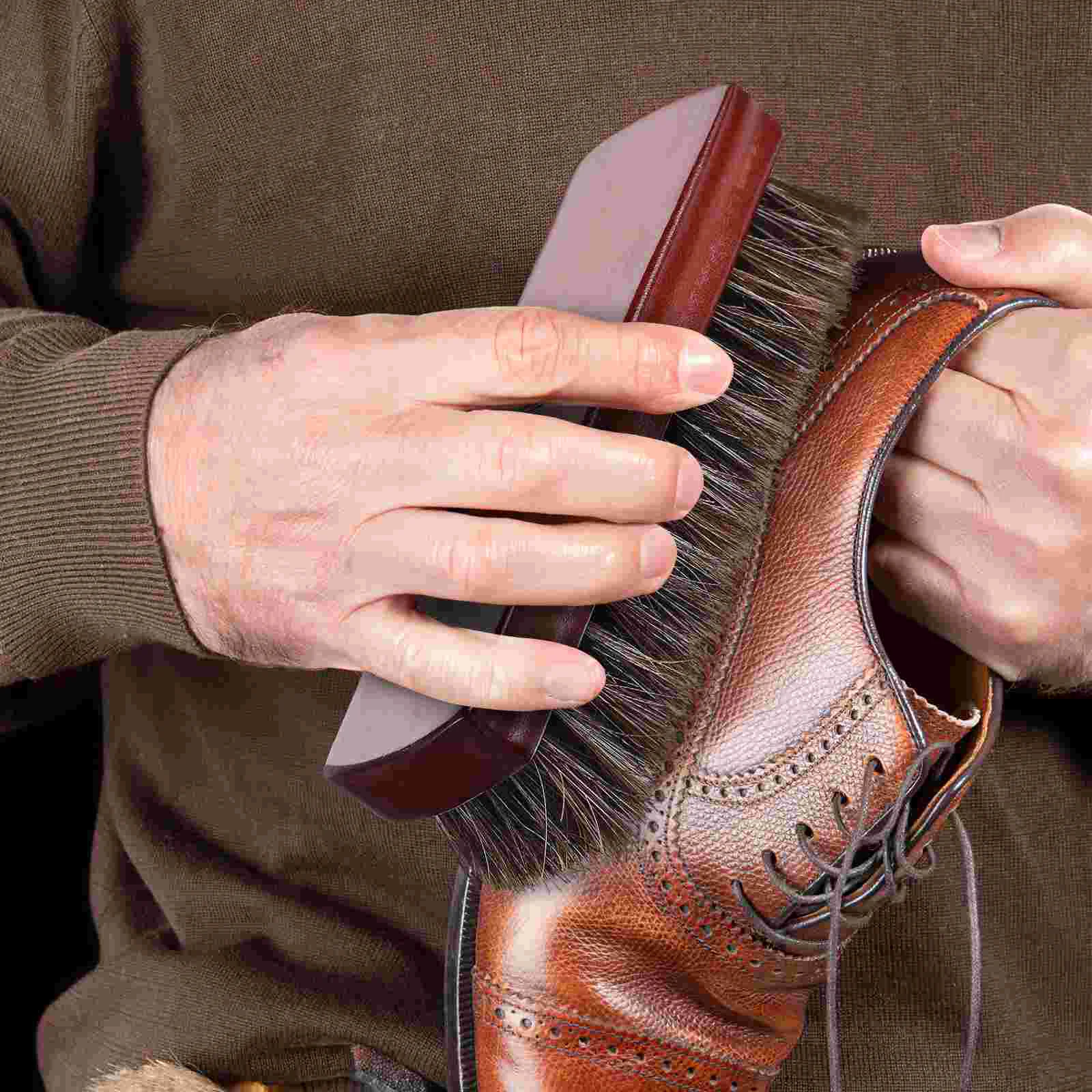 2 Pcs Shoe Brush Boot Care Kit Brown Boots Cleaning Mane Athletic Shoes 3