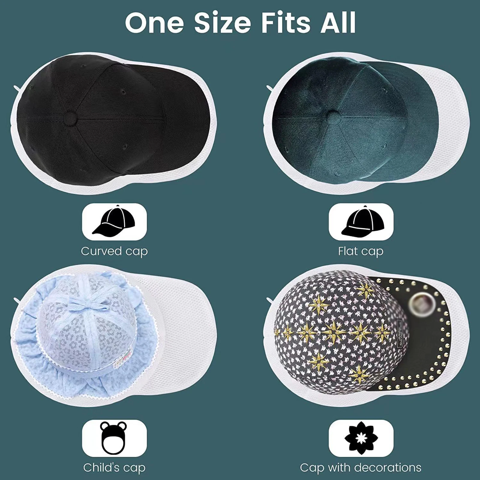 

Durable Hat Washer Baseball Cap Cap Cleaner Functional Keeps New Plastic And Nylon Professional Unique Mesh Bag