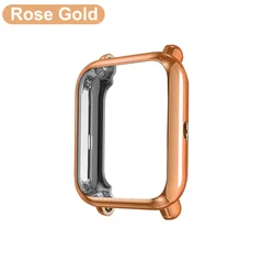 Durable TPU Smartwatch Case with Screen Protector and Bumper Cover for Amazfit GTS 4 Mini (Rose Gold)