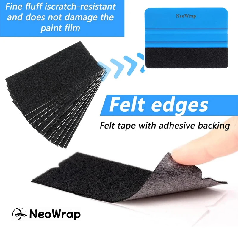 15pcs Vinyl Squeegee Fabric 4 Inch Pre-Cut Self-Adhesive Microfiber Replacement Felt Squeegee Application Tool 10x5cm