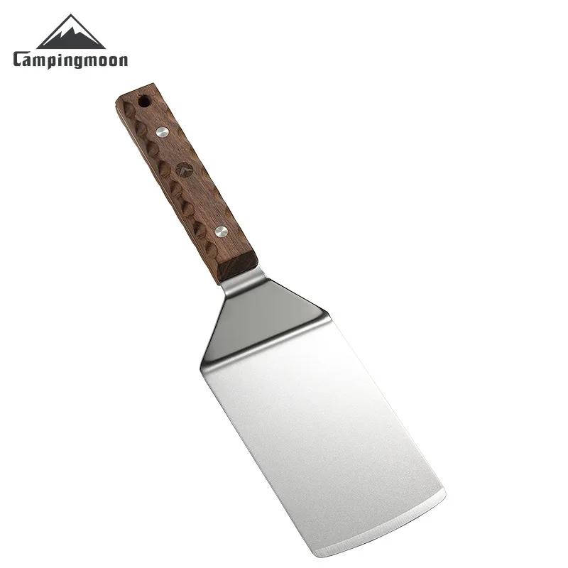 CAMPINGMOON MS-29 Beefsteak Shovel Outdoor Camping 304 Stainless Steel Solid Wood Handle Cooking Shovel