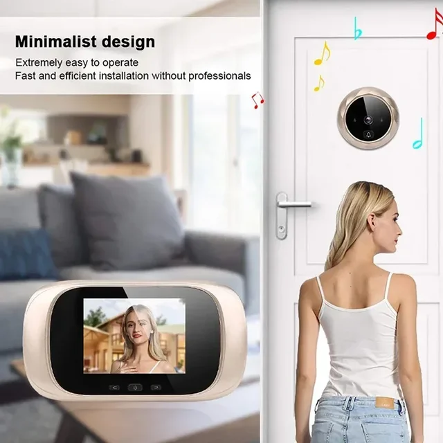 Digital LCD 2.8inch Video Doorbell Peephole Viewer Door Eye Monitoring Camera 90 Degree Doorbell Motion Detection Eye 2