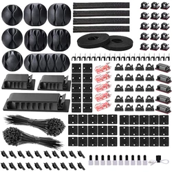 Comprehensive Cable Organizer Management Kit with Ties, Sleeves, and Adhesive Clips (352PCS)