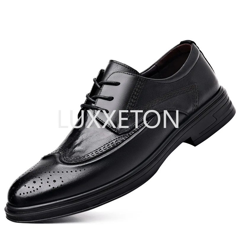 

2023 Hot Handcrafted Mens Oxford Shoes Leather Brogue Dress Shoes Classic Business Formal Shoes Man Size 38-44
