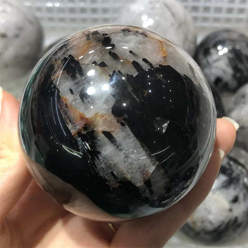 

Natural Black Tourmaline Sphere Ball, Worry Stone, Reiki Meditation, Spiritual Healing, Home Decor, Friend Gift, 6.5cm