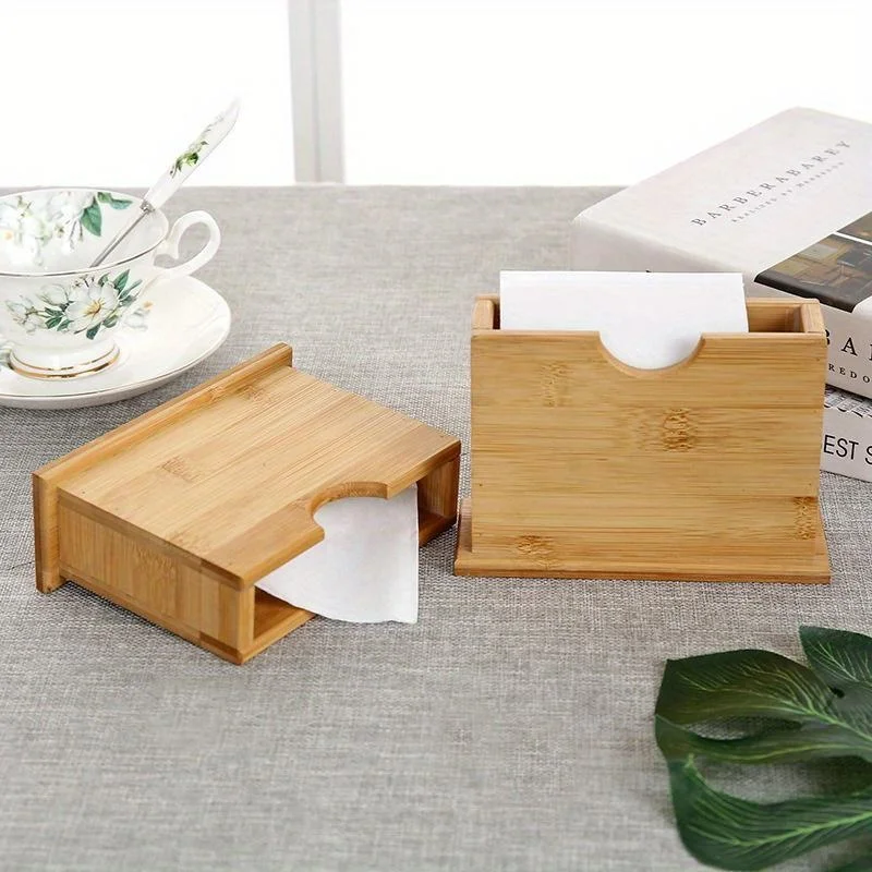 1PC Einfache Holz Tissue Box Cafe TableTop Tissue Halter Westlichen Restaurant Serviette Papier Boxen Hause Dekoration – Detail 6