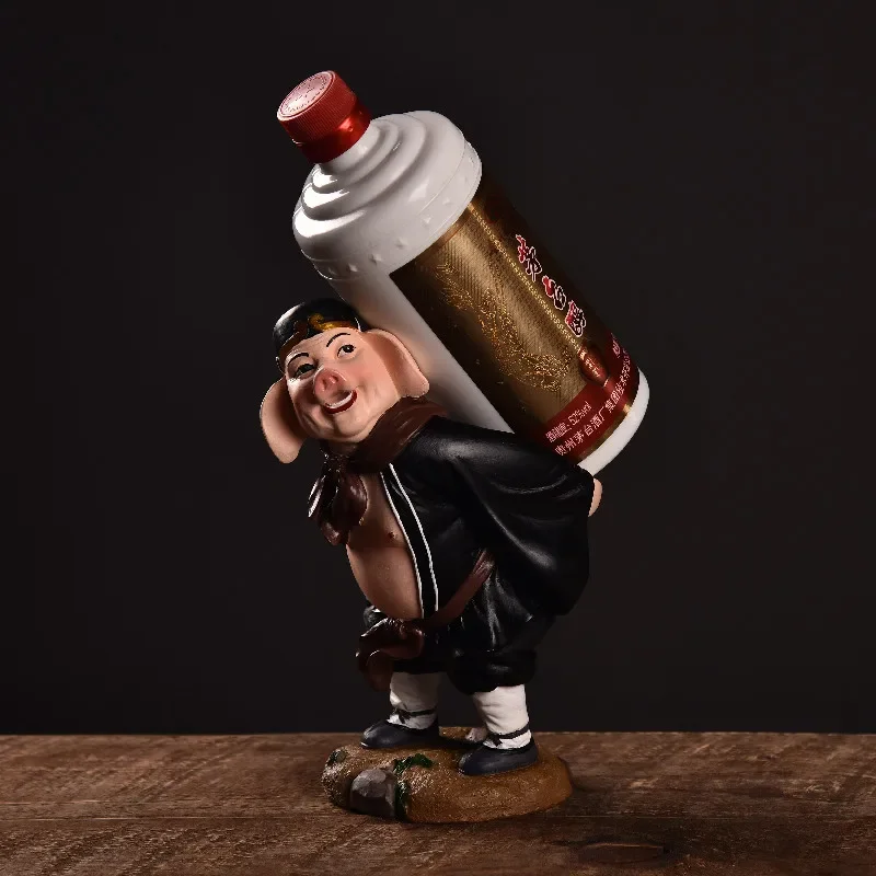 

Креативная подставка для вина в китайском стиле с изображением второго брата, простая кукла «восемь бросить», фигурка «Путешествие на Запад», украшения для домашнего винного шкафа