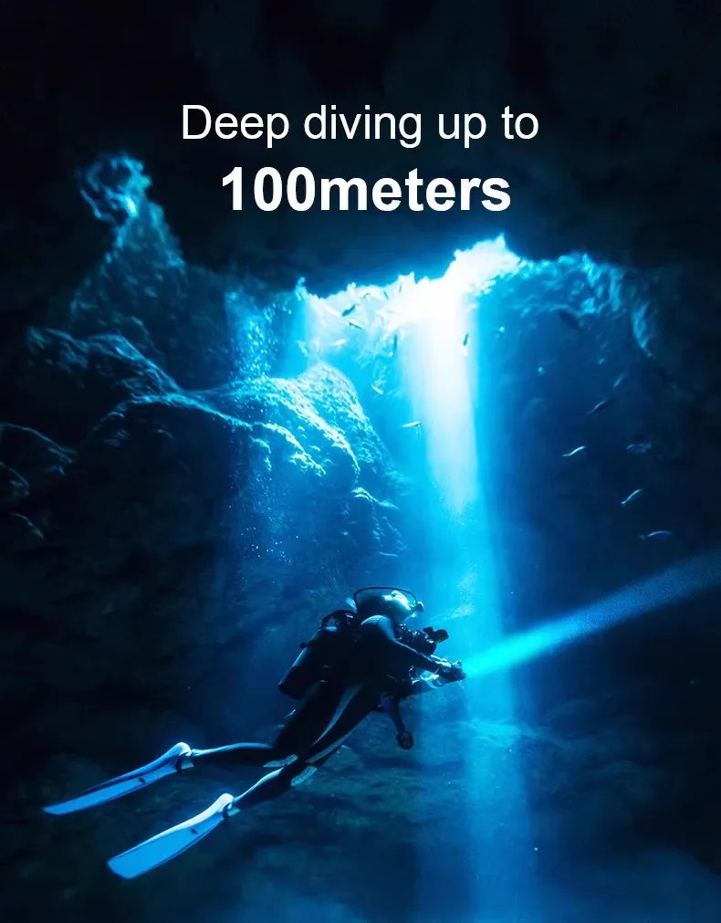 Dive Light Scuba Flashlight BT90 LED Lumen Professional Diving Light Underwater Flashlight For Diving, Rechargeable Waterproof_voghion.com