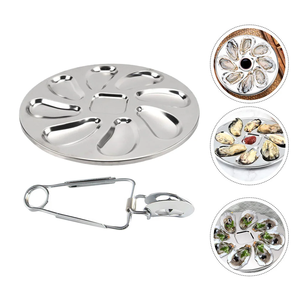 1 Set Stainless Steel Oysters Plate Clam Oysters Serving Plate Oysters TrayDishes & Plates