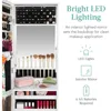 LED Mirror Jewelry Cabinet,  Armoire Organizer with Mirror, 2 Drawers, Lock, Cosmetic Tray, Shelves - White 3
