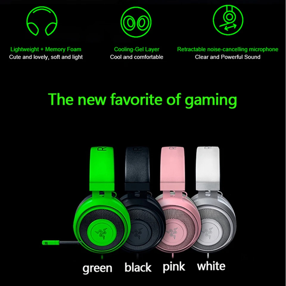 Rrazer Kraken Pro V2-ヘッドバンド,ゲーミングヘッドセット,PC