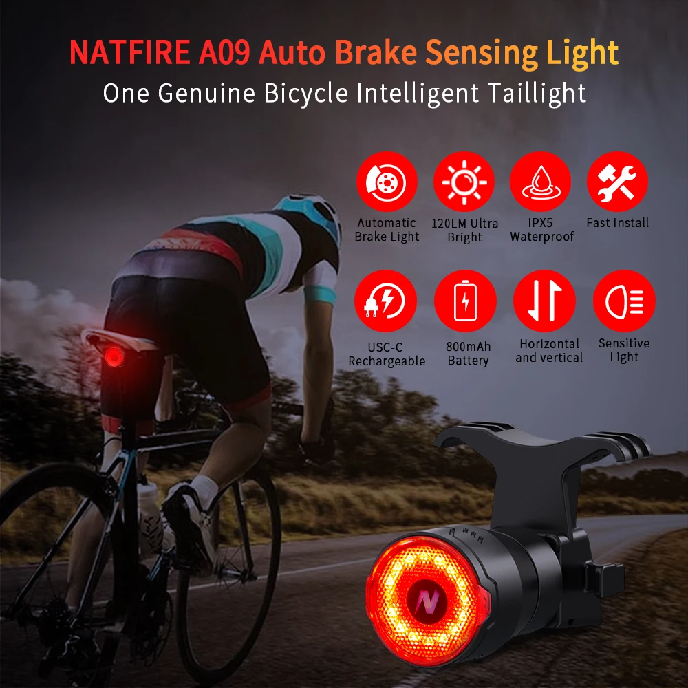 NATFIRE A09 Умный задний фонарь для велосипеда | AliExpress