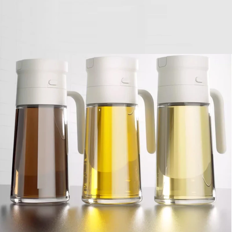 Glass Oil Pot, Home Kitchen Leak proof Tank Soy Sauce Vinegar Seasoning Bottle, No Hanging Large Capacity Oil Bottle, 1Pc
