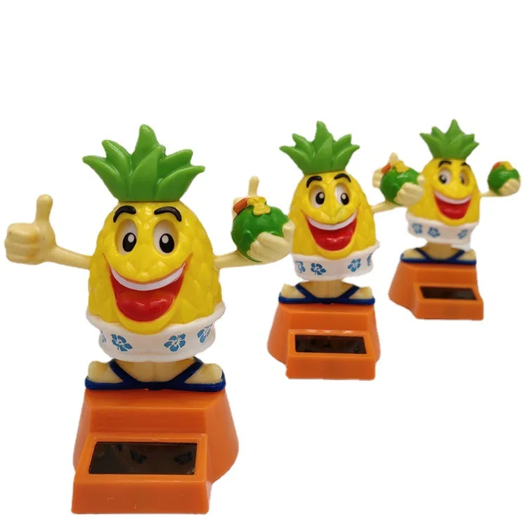 1Pcs Creative Funny Solar Pineapple Head Toys Kids Cartoon Puzzle Solar Powered Toy Shaking Home Desk Decor Ornament Gift