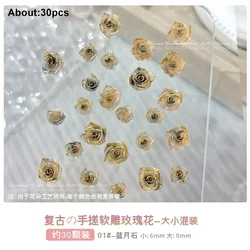 Vibrant Rose Camellia Gradient 3D Nail Art Decorations - DIY Manicure Accessories (MP8016A01)