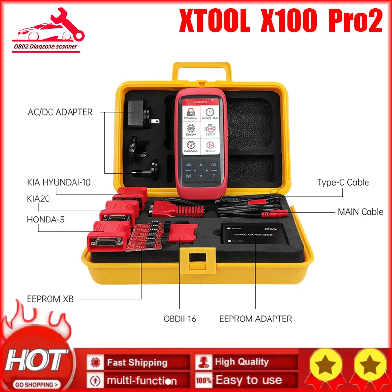 

Xtool X100 Pro2 OBD2 Car Diagnostic Tool IMMO Code Reader Scanner Key ECU Programmer Correction with EEPROM Adapter Free Update