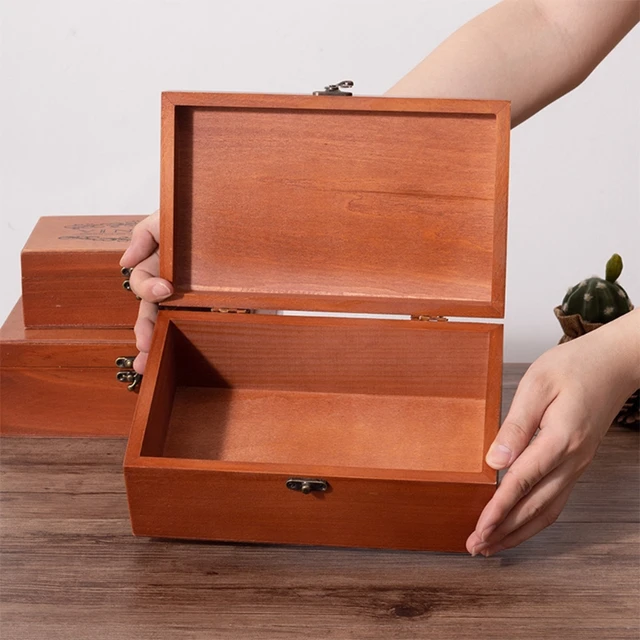 Caja de almacenamiento de madera de bloqueo Retro, estuche decorativo para  el hogar o la oficina, caja de madera con tapa con bisagras, soporte de  recuerdo con cerradura - AliExpress