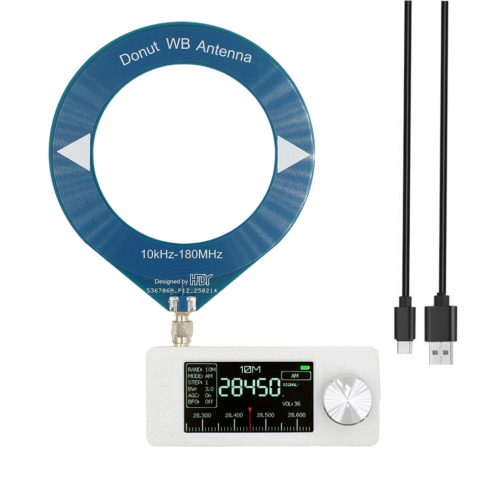 SI4732 Radio De Poche 0,5-108 MHz, Récepteur, écran Couleur IPS 1,9", AM FM LSB, USB, Batterie 800 MAh (anneau Noir