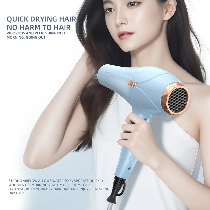 New Quick Drying Hair Dryer US/UK/EU Plug Household Blue Light Cold and Hot Air 110V，220V Hammer Hair Dryer 4