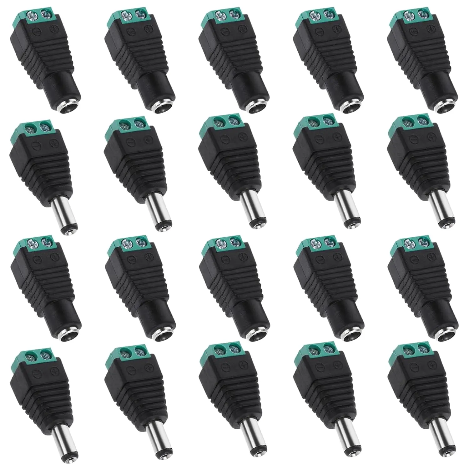 12V ชายและหญิง Barrel Connectors 10 คู่ DC Power Jack ปลั๊กอะแดปเตอร์ 2.1X5.5 มม.ชายหญิงตัวเชื่อมต่อสายไฟ 1