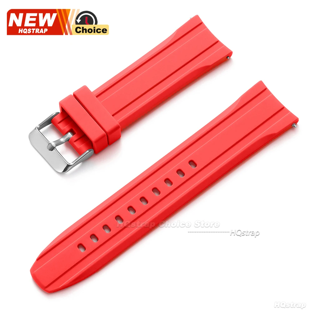 Curved End Waterproof Silicone Watch Strap Belt - Universal Wristband