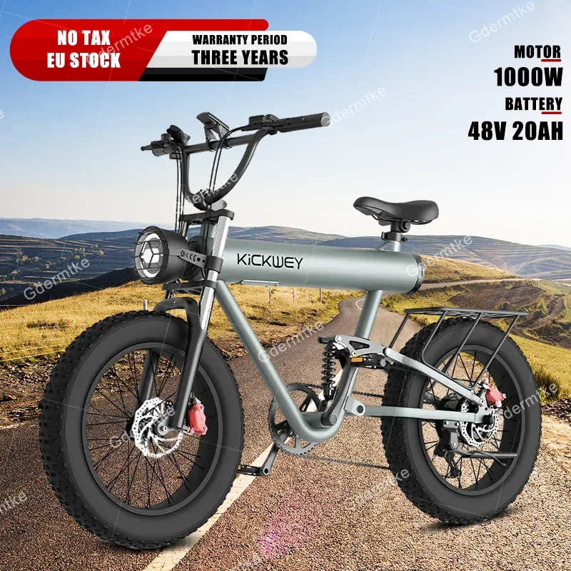 Eu Stock 1000W Mountain Electric Bike 48 V20Ah Batteria Al Litio Durata 70Km E Bike Adult Sand Off-Road 20 Fat Tire Bicicletta Elettrica