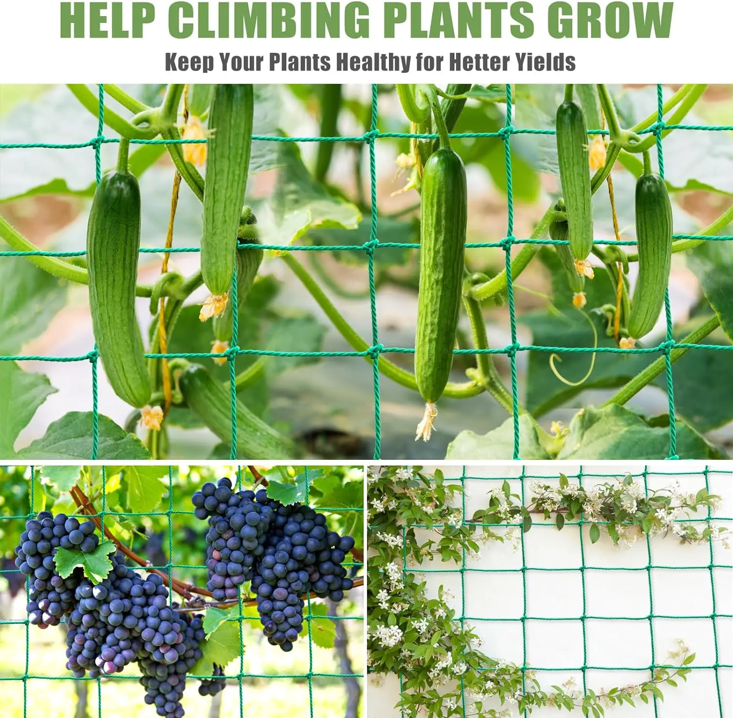 Plant Trellis Netting Green Nylon Garden Heavy Duty Mesh For Climbing Plants Cucumber Tomato Grapes Gardening Accessories