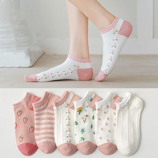Calcetines para mujer y niña, de Color blanco, fresa, bonitos, accesorios - AliExpress Mobile