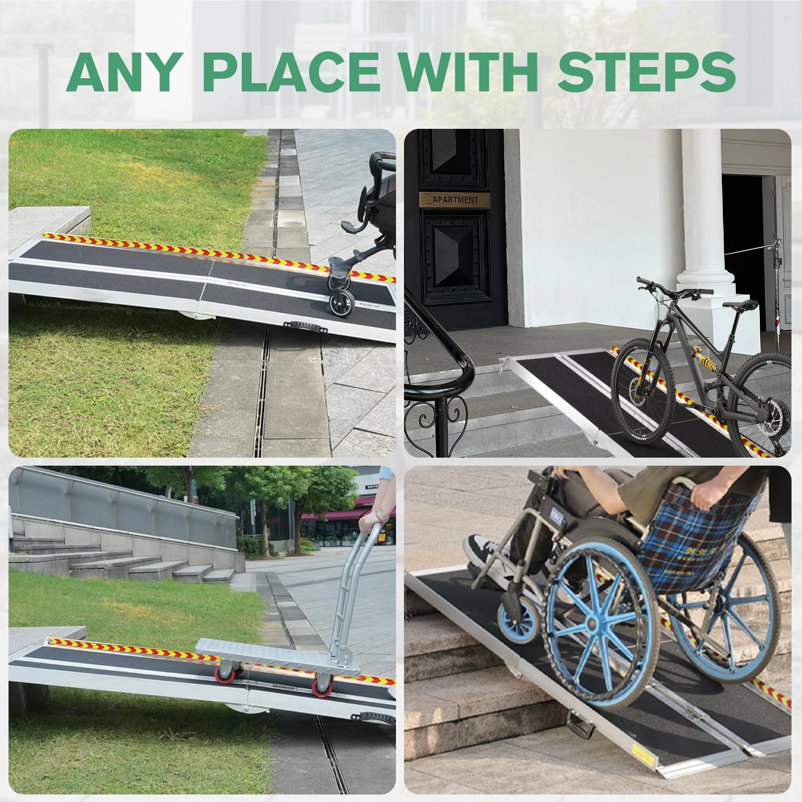 Door Threshold Wheelchair Ramp Non-Slip Aluminum Folding Wheel Chair Ramp Handicap Ramp for Home Steps Stairs Threshold Doorways