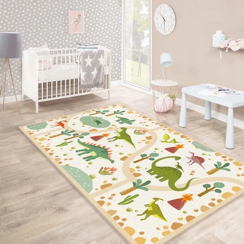 Dinosaur World Kids Carpets Non-Slip Kids Room Carpets Land of Dinosaur Carpet Playmat Crawling Carpet Home Decoration Green Rug 4