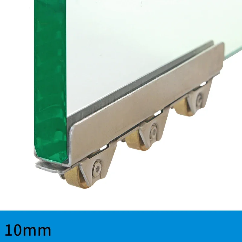 2Pcs Durable copper wheels Cabinet Glass Sliding Door Roller Clamp Pulley Wheel / For 10mm Glass Door Loading 40kg