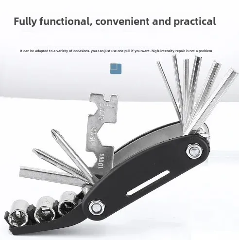 Multifunctional Folding Bicycle Repair Tool Kit Tire Pump Wrench Suitable For Bike Maintenance And Tire Inflation