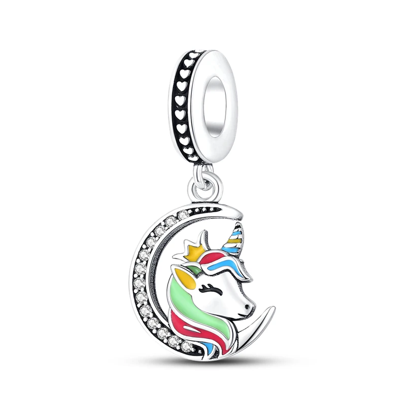 

100% Real 925 Sterling Silver Colorful Pony Charms Fit Original Pandora Bracelet&Bangle Making Fashion DIY Jewelry For Women