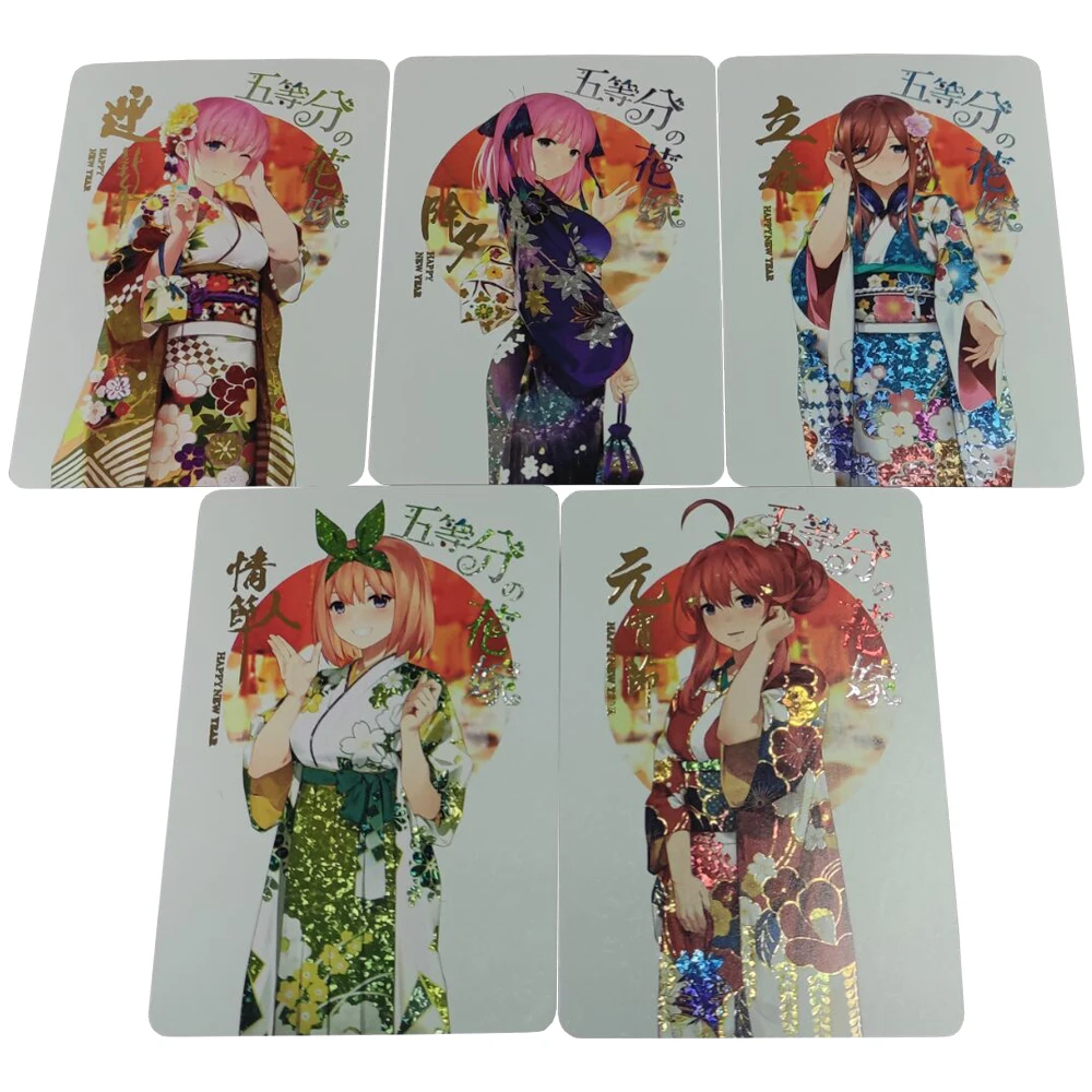 

5Pcs/set Anime Girls Flash Cards Nakano Nino Nakano Miku Nakano Ichika Yotsuba Itsuki Game Anime Collection Card Gifts Toys