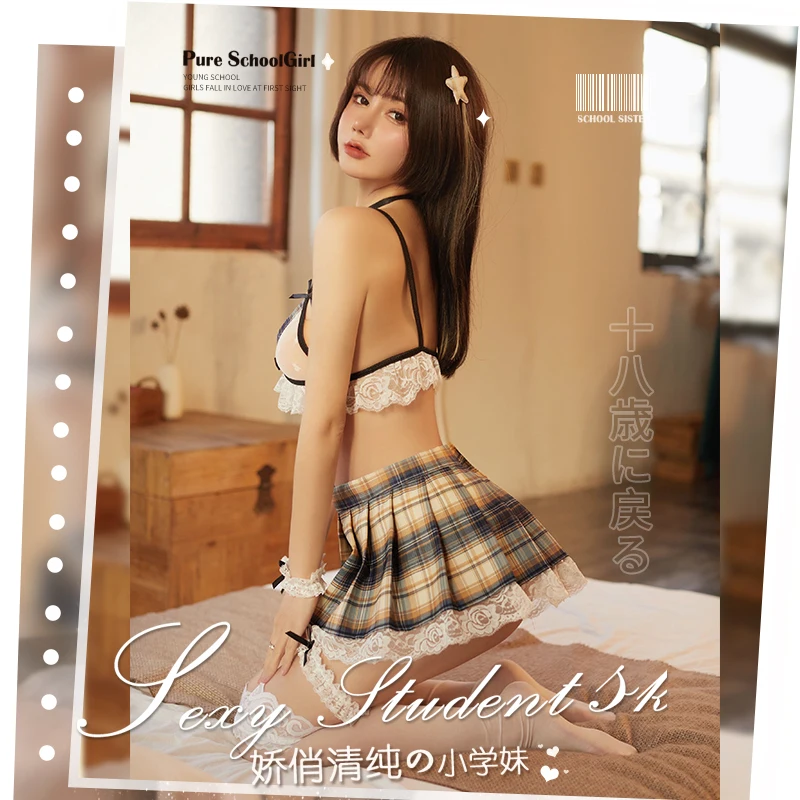 

6 Piece Set Erotic Lingerie Sexy School Girl Costumes Cosplay Babydoll Japan Student Mini Uniform Role Play Kawaii Temptation JK