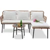Outdoor L-Shaped Patio Chairs Set, Boho Woven Balcony Furniture Set of 3,Boho Woven Balcony Furniture Conversation Sofa 1
