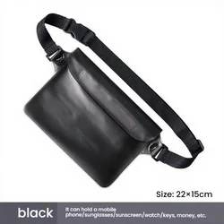 Waterproof Waist Pouch for Beach and Boating - Keep Your Valuables Safe and Dry (Black color)